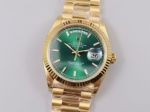 Swiss Movement Rolex Day-Date Replica Yellow Gold Time Mark Strip Nails Green Dial